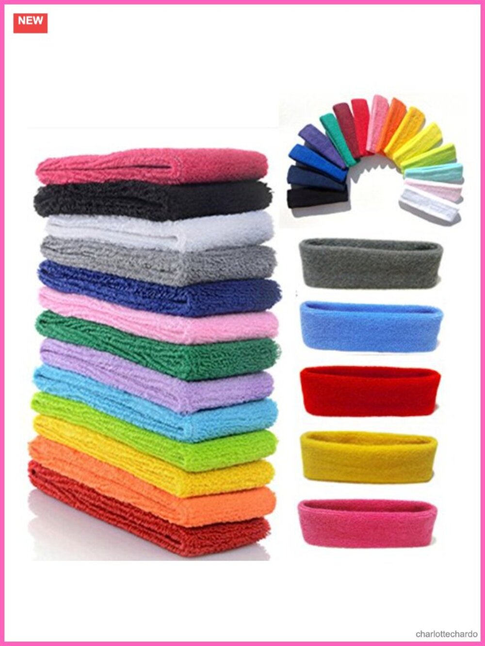 12 Pack Wicking Stretchy Cotton Athletic Sweatbands Sport Headbands Yoga